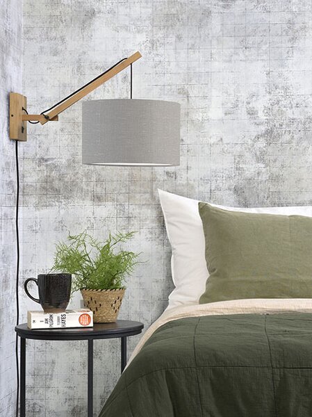 MUZZA NÁSTENNÁ LAMPA ANDES BAMBUS S PRÍRODNÁ, SVETLO SIVÁ