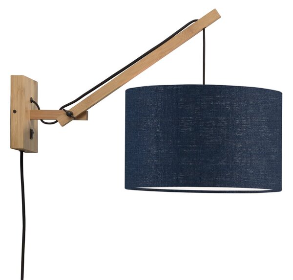 MUZZA NÁSTENNÁ LAMPA ANDES BAMBUS S PRÍRODNÁ, MODRÁ
