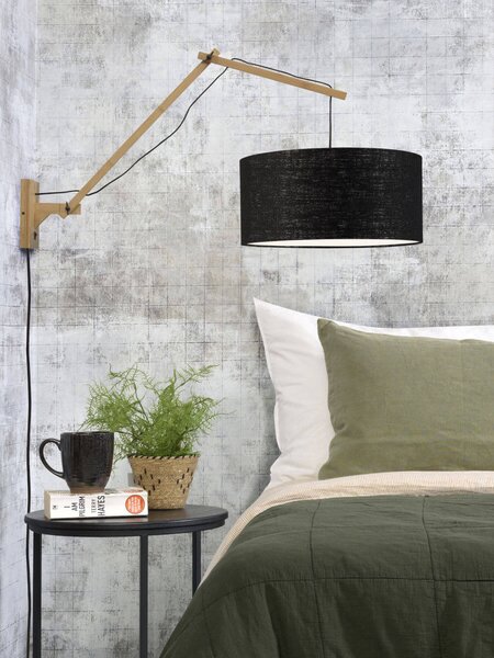 MUZZA NÁSTENNÁ LAMPA ANDES BAMBUS L PRÍRODNÁ, ČIERNA