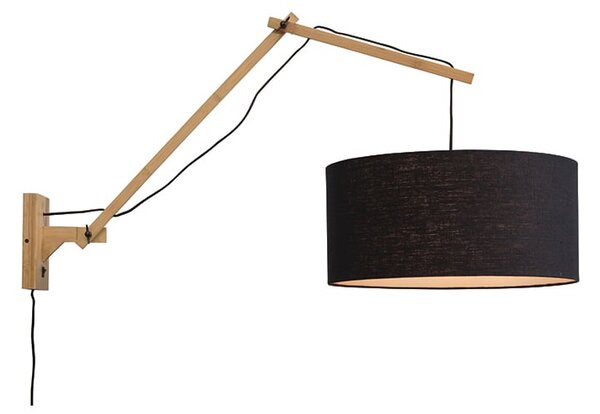 MUZZA NÁSTENNÁ LAMPA ANDES BAMBUS L PRÍRODNÁ, ČIERNA