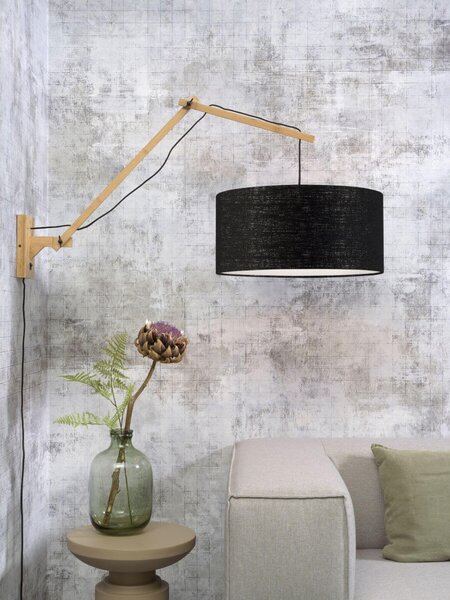 MUZZA NÁSTENNÁ LAMPA ANDES BAMBUS L PRÍRODNÁ, ČIERNA