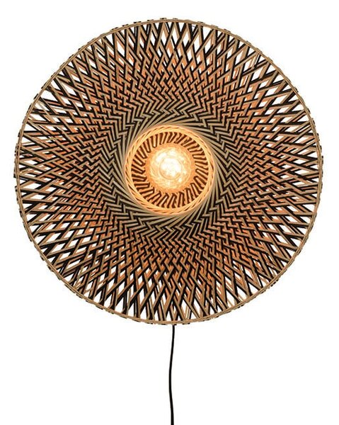 MUZZA NÁSTENNÁ LAMPA BALI M PRÍRODNÁ, ČIERNA