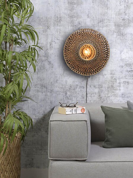 MUZZA NÁSTENNÁ LAMPA BALI S PRÍRODNÁ, ČIERNA