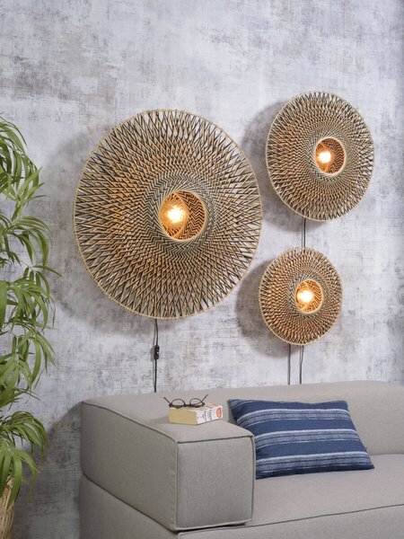MUZZA NÁSTENNÁ LAMPA BALI M PRÍRODNÁ, ČIERNA