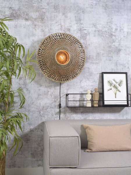 MUZZA NÁSTENNÁ LAMPA BALI M PRÍRODNÁ, ČIERNA