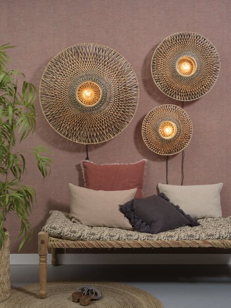 MUZZA NÁSTENNÁ LAMPA BALI M PRÍRODNÁ, ČIERNA