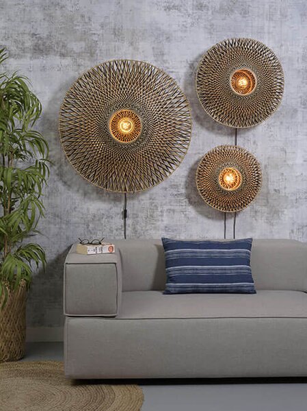 MUZZA NÁSTENNÁ LAMPA BALI S PRÍRODNÁ, ČIERNA
