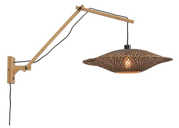 MUZZA NÁSTENNÁ LAMPA BALI BAMBUS L PRÍRODNÁ, ČIERNA