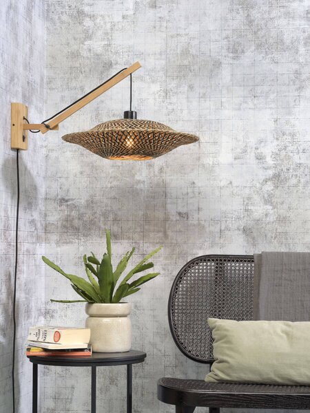 MUZZA NÁSTENNÁ LAMPA BALI BAMBUS S PRÍRODNÁ, ČIERNA