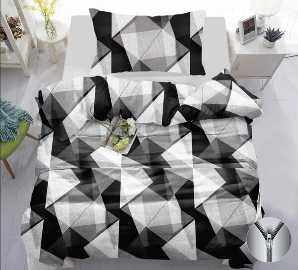 Bavlnené obliečky TRIANGLES čierne Rozmer obliečky: 70 x 90 cm | 140 x 200 cm