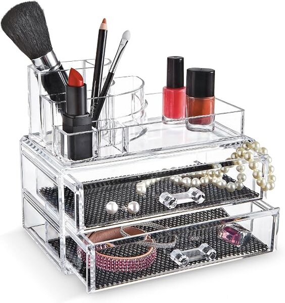Domo Living Organizér na šperky a make-up, stojan na štetce, kefky DOMO AKRYL 2, 18,8 × 11,5 × 15,7 cm