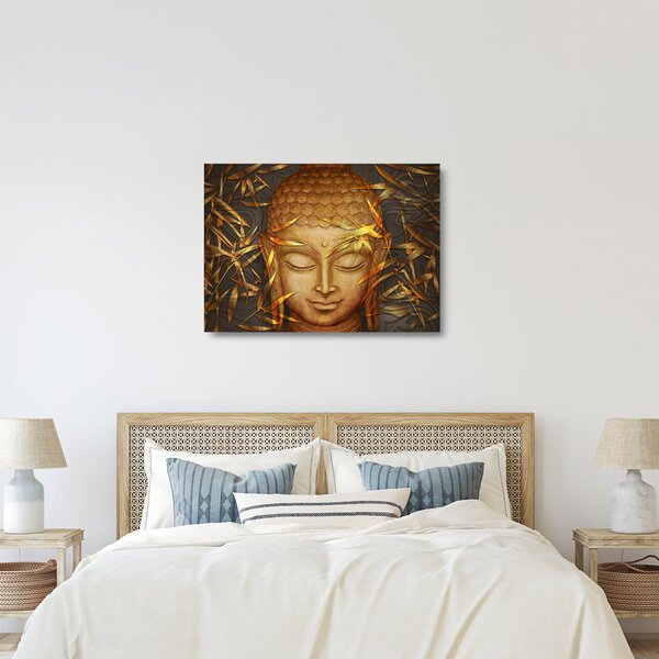 Sklenený obraz - Zlatý Budha (70x50 cm)