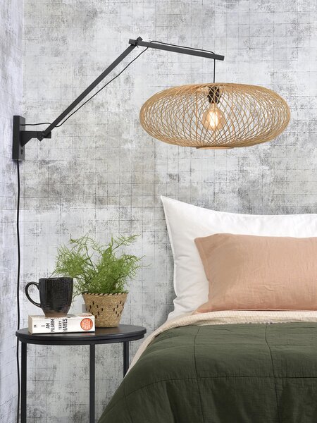 MUZZA NÁSTENNÁ LAMPA CANGO L PRÍRODNÁ, ČIERNA
