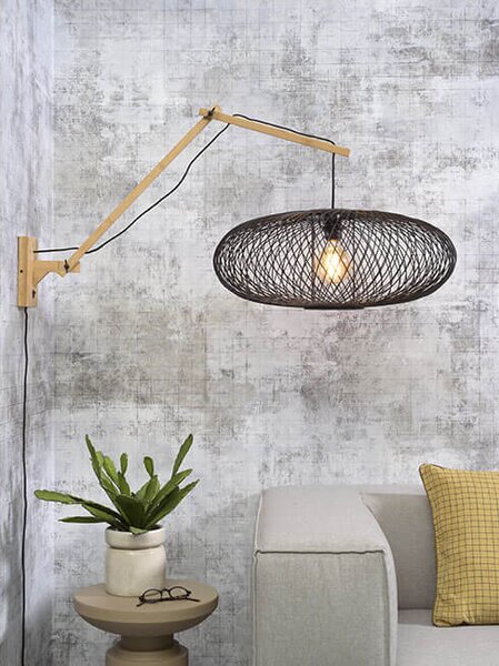 MUZZA NÁSTENNÁ LAMPA CANGO L PRÍRODNÁ, ČIERNA