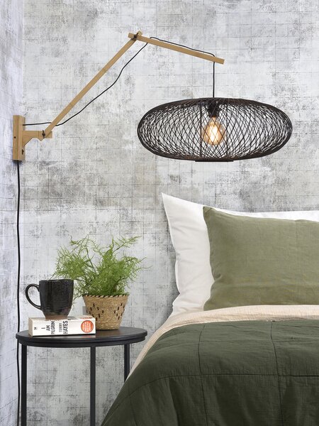 MUZZA NÁSTENNÁ LAMPA CANGO L PRÍRODNÁ, ČIERNA