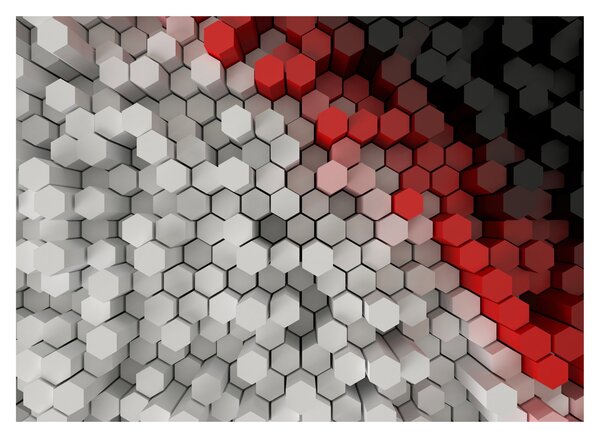 Sklenený obraz - 3D hexagóny (70x50 cm)