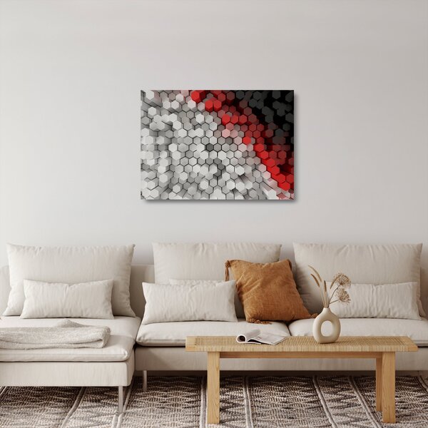 Sklenený obraz - 3D hexagóny (70x50 cm)
