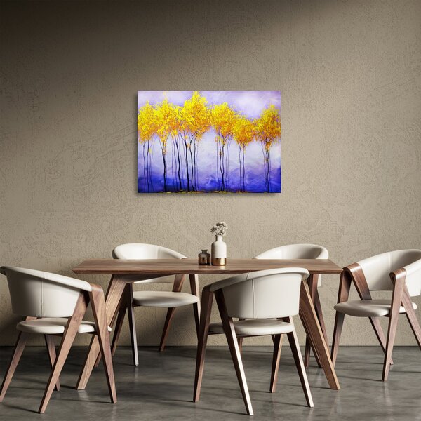 Sklenený obraz žltých stromov (70x50 cm)