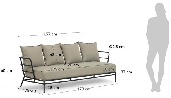 MUZZA ZÁHRADNÁ TROJMIESTNA POHOVKA MARELUZ 197 CM BÉŽOVÁ