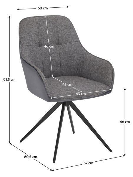 KONDELA Otočné jedálenské kreslo, sivá Velvet látka, FEREL