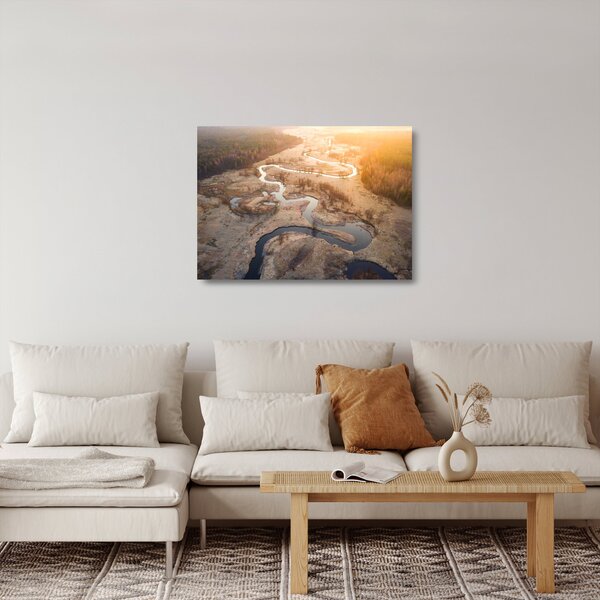 Sklenený obraz - Úsvit nad meandrami (70x50 cm)