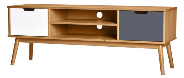 MUZZA TV stolík cusco 140 x 53 sivobiely