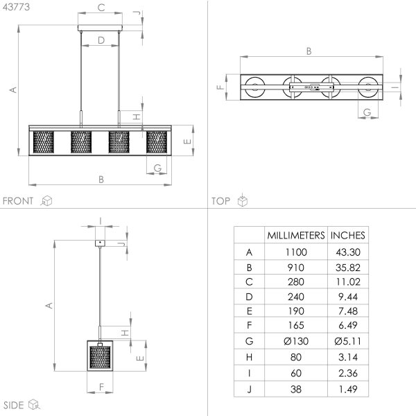 Eglo 43773 - Luster na lanku CATTERICK 4xE27/40W/230V