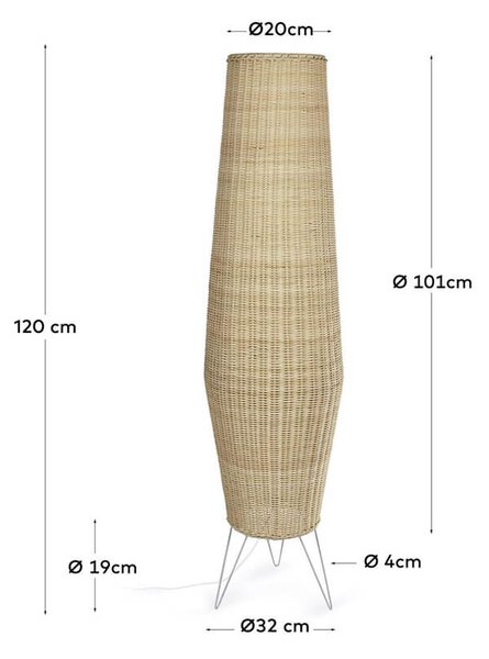 MUZZA Ratanová stolná lampa Riamaka veľká