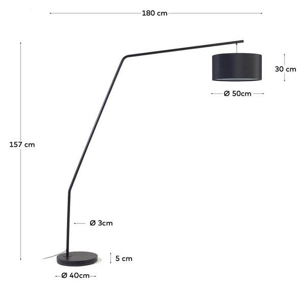 MUZZA Kovová stojacia lampa Anaic čierna