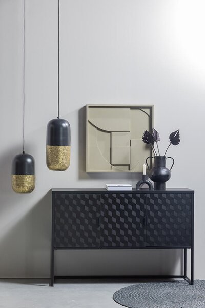MUZZA Stropná lampa satir 46 x 20 cm čierna mosadzná