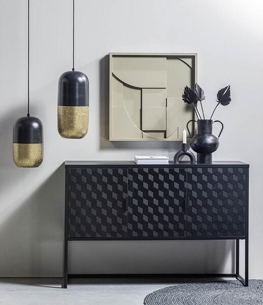 MUZZA Stropná lampa satir 46 x 20 cm čierna mosadzná