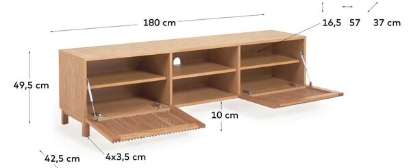 MUZZA Dubový TV stolík Okidoki 180 x 49 cm