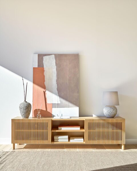 MUZZA Dubový TV stolík Okidoki 180 x 49 cm