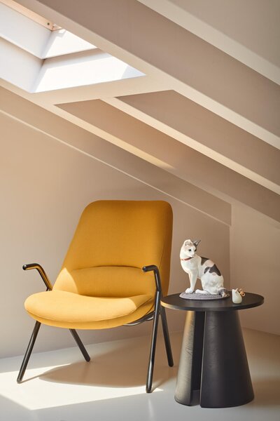 MUZZA Kreslo sid nízke horčicové