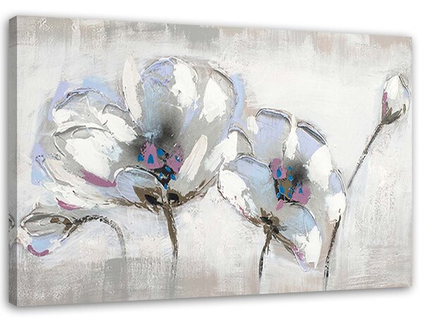Obraz na plátne Maľované kvety v bielej farbe Rozmery: 60 x 40 cm