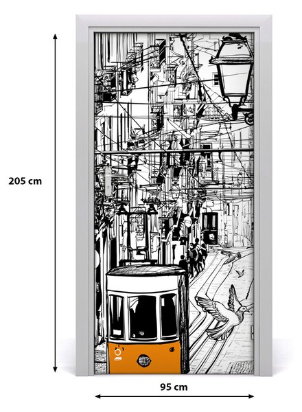 Samolepiace fototapety na dvere Električka v Lizbona 95x205 cm