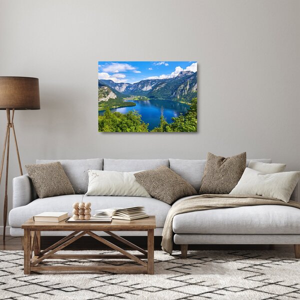 Sklenený obraz - Halštatské jazero, Hallstatt, Rakúsko (70x50 cm)