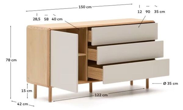 MUZZA Drevená komoda Marewa 150 x 78 cm