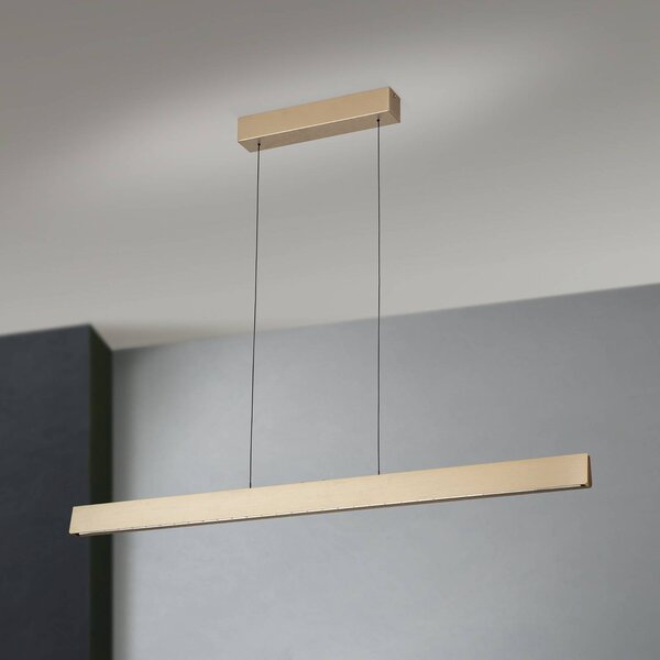 LED závesné svietidlo Tara, zlatá farba, dĺžka 120 cm, hliník/oceľ, Mosadz / zlato, Obývacia izba / jedáleň, Hliník, Moderný, Závesné svietidlo