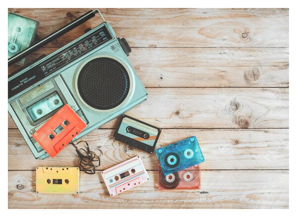 Sklenený obraz - Retro rádio (70x50 cm)
