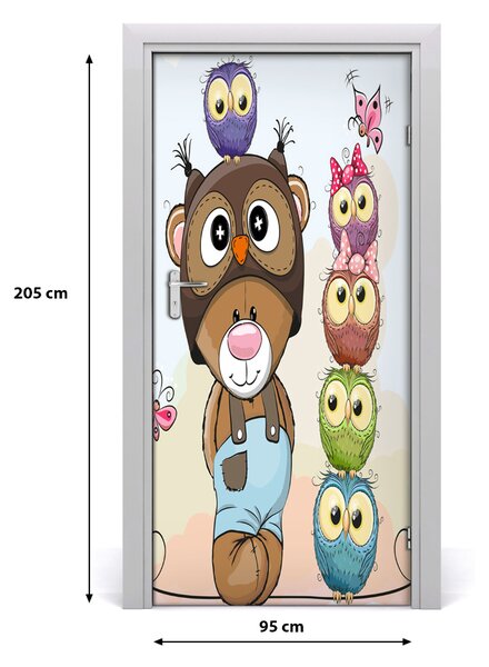 Samolepiace fototapety na dvere medveď sovy 95x205 cm