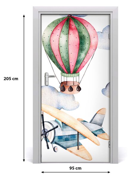 Samolepiace fototapety na dvere Balóny a lietadlá 95x205 cm