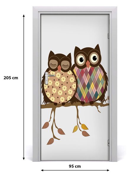 Samolepiace fototapety na dvere Sovy na vetve 95x205 cm