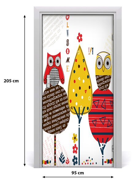 Samolepiace fototapety na dvere Sovy na dreve 95x205 cm