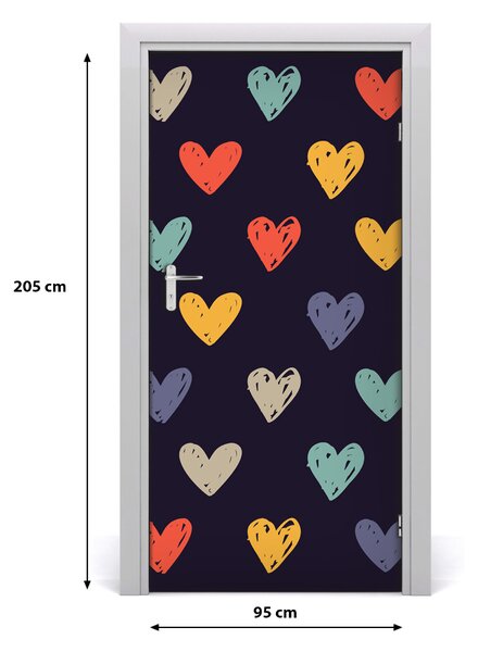Samolepiace fototapety na dvere farebná srdce 95x205 cm