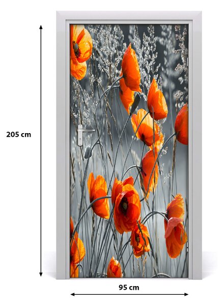 Samolepiace fototapety na dvere pole mak 95x205 cm