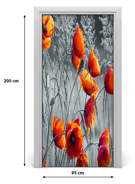 Samolepiace fototapety na dvere pole mak 95x205 cm