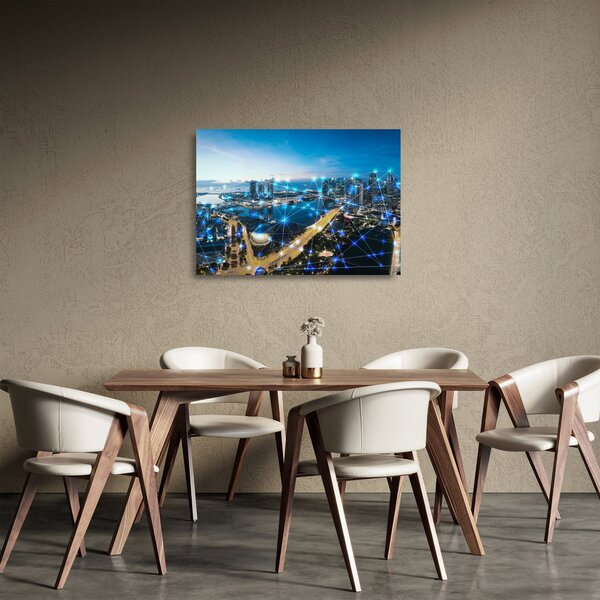 Sklenený obraz - Mestská sieť (70x50 cm)