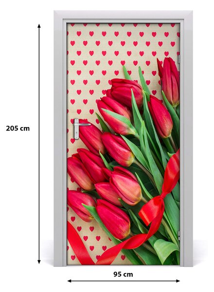 Samolepiace fototapety na dvere červené tulipány 95x205 cm