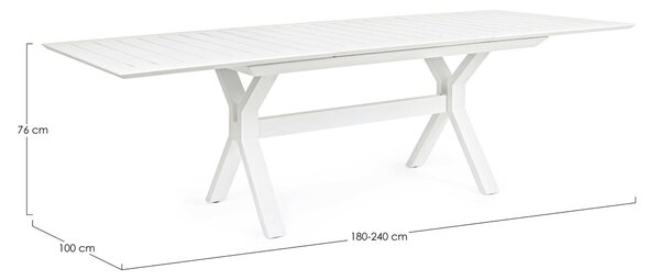 MUZZA Záhradný rozkladací stôl nekyo 180 (240) x 100 cm biely